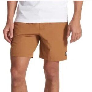 VUORI Kore Unlined 8" Shorts Performance Stretch Pockets Gym Brown/Gray Dots M